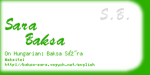 sara baksa business card